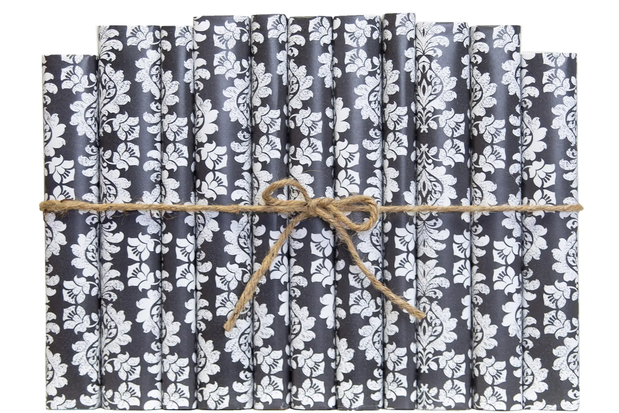 1-Foot Paper Wrapped Decorative Book Bundle, Slate Damask 1 1-Foot Paper Wrapped Decorative Book Bundle, Slate Damask