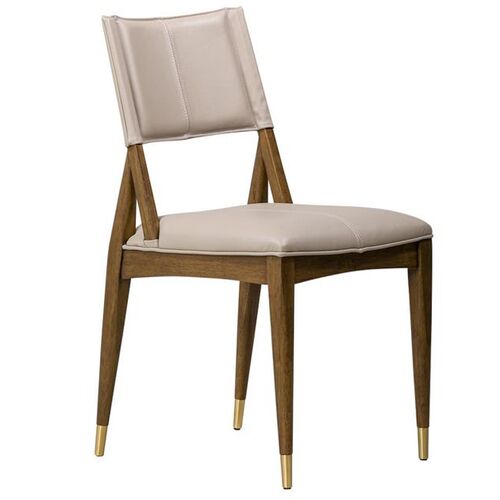 Skylar Leather Dining Chair, Oak/Beige 1 Skylar Leather Dining Chair, Oak/Beige