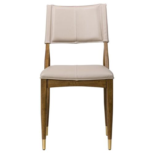 Skylar Leather Dining Chair, Oak/Beige 2 Skylar Leather Dining Chair, Oak/Beige