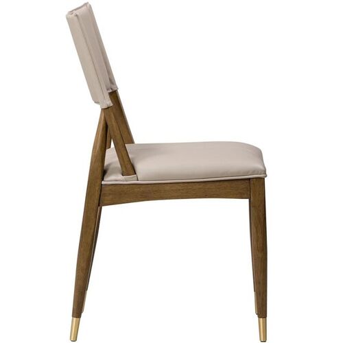 Skylar Leather Dining Chair, Oak/Beige 4 Skylar Leather Dining Chair, Oak/Beige