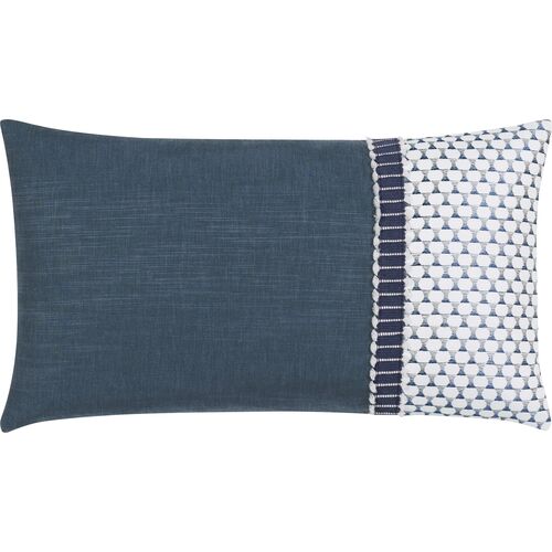Oceane 13x22 Embroidered Cuff Lumbar Pillow, Navy 1 Oceane 13x22 Embroidered Cuff Lumbar Pillow, Navy