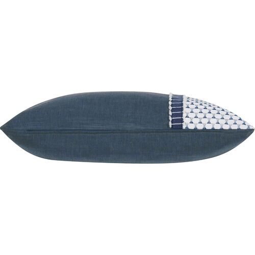Oceane 13x22 Embroidered Cuff Lumbar Pillow, Navy 3 Oceane 13x22 Embroidered Cuff Lumbar Pillow, Navy