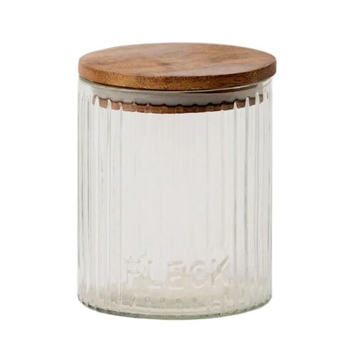 Fleck, Set of 3 Fluted Glass Storage Jars 3 Fleck, Set of 3 Fluted Glass Storage Jars