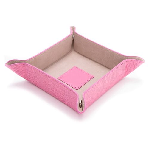 Leather Valet Tray, Pink