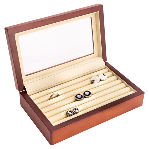 Wooden Cufflink Box, Brown 1 Wooden Cufflink Box, Brown