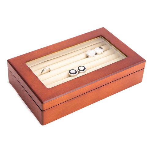 Wooden Cufflink Box, Brown 2 Wooden Cufflink Box, Brown