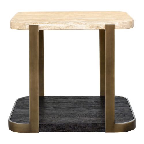 George Travertine End Table, Bronze/Espresso 2 George Travertine End Table, Bronze/Espresso