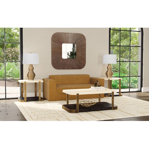 George Travertine End Table, Bronze/Espresso 3 George Travertine End Table, Bronze/Espresso