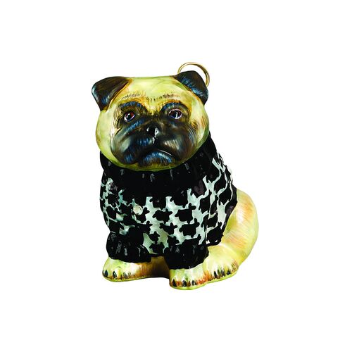 Pug Ornament, Yellow/Black 1 Pug Ornament, Yellow/Black