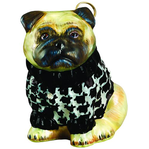 Pug Ornament, Yellow/Black 2 Pug Ornament, Yellow/Black