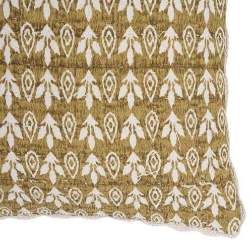 Minel 20x20 Printed Cotton Pillow, Mustard 3 Minel 20x20 Printed Cotton Pillow, Mustard