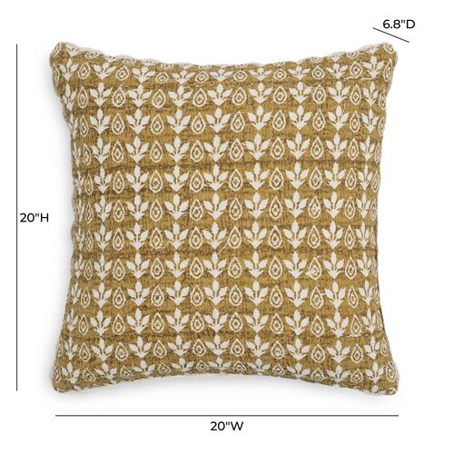 Minel 20x20 Printed Cotton Pillow, Mustard 5 Minel 20x20 Printed Cotton Pillow, Mustard