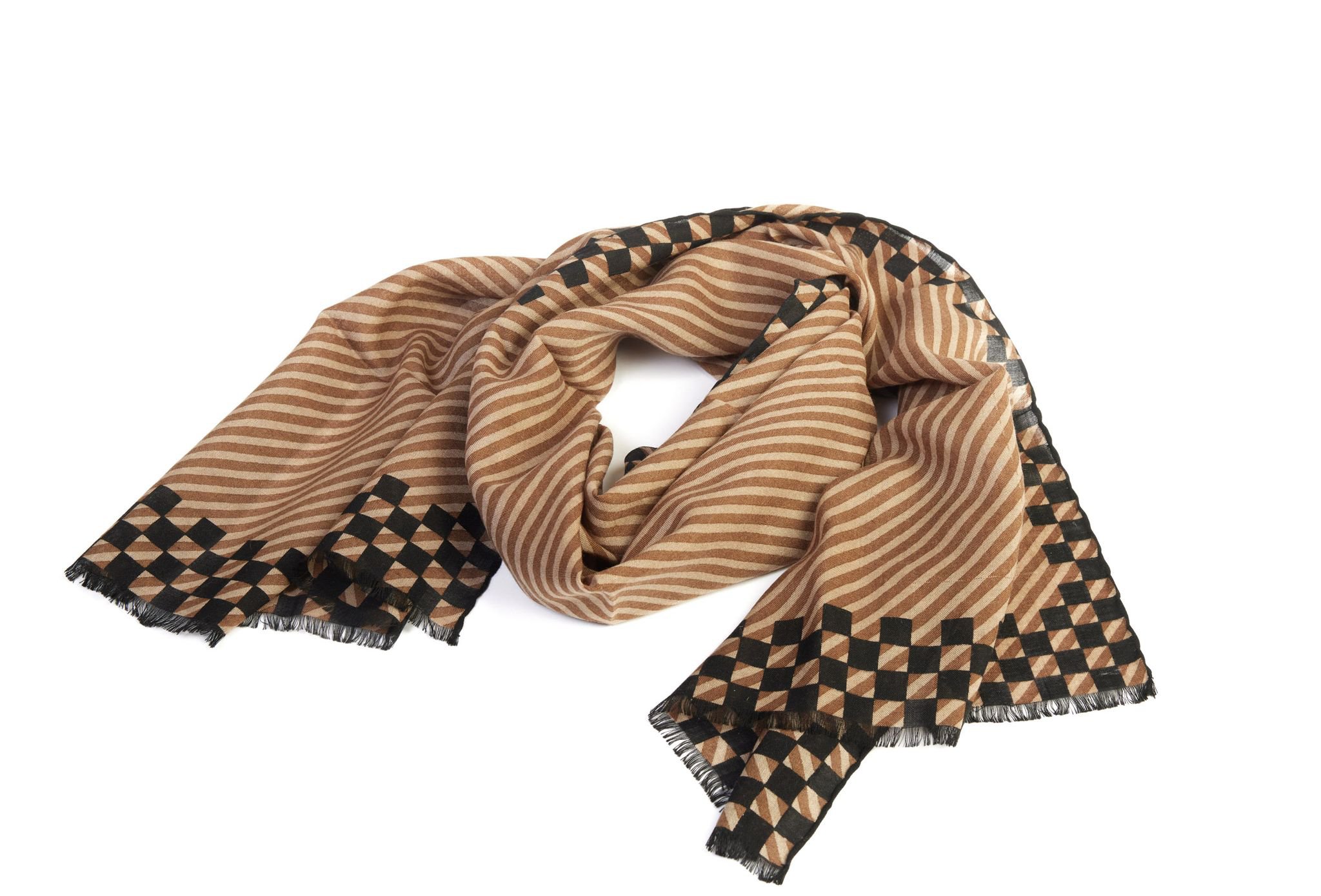 Louis Feraud Brown/BlackWool Scarf 2 Louis Feraud Brown/BlackWool Scarf
