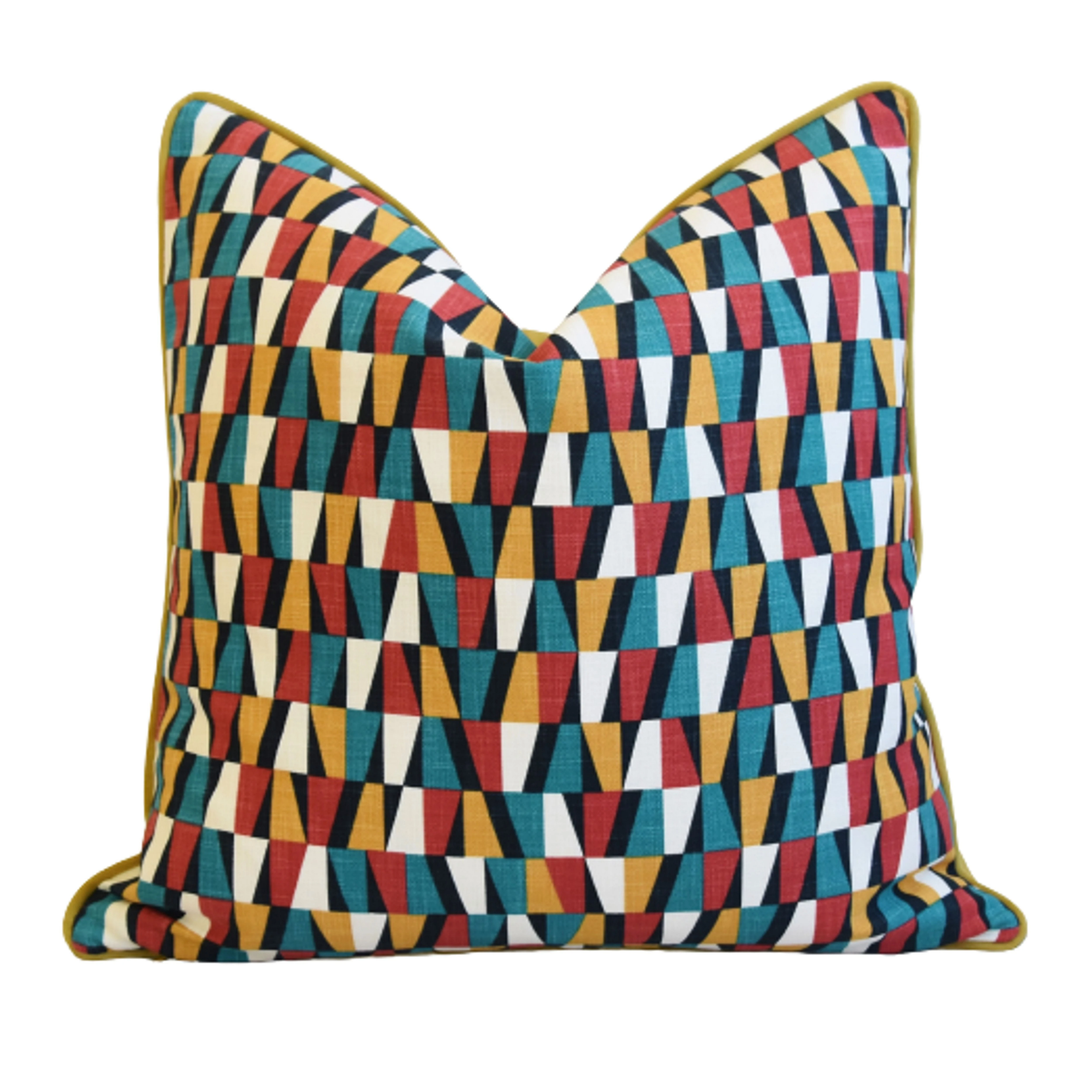 Geometric Teal/Red/Gold Pillows, Pair 3 Geometric Teal/Red/Gold Pillows, Pair