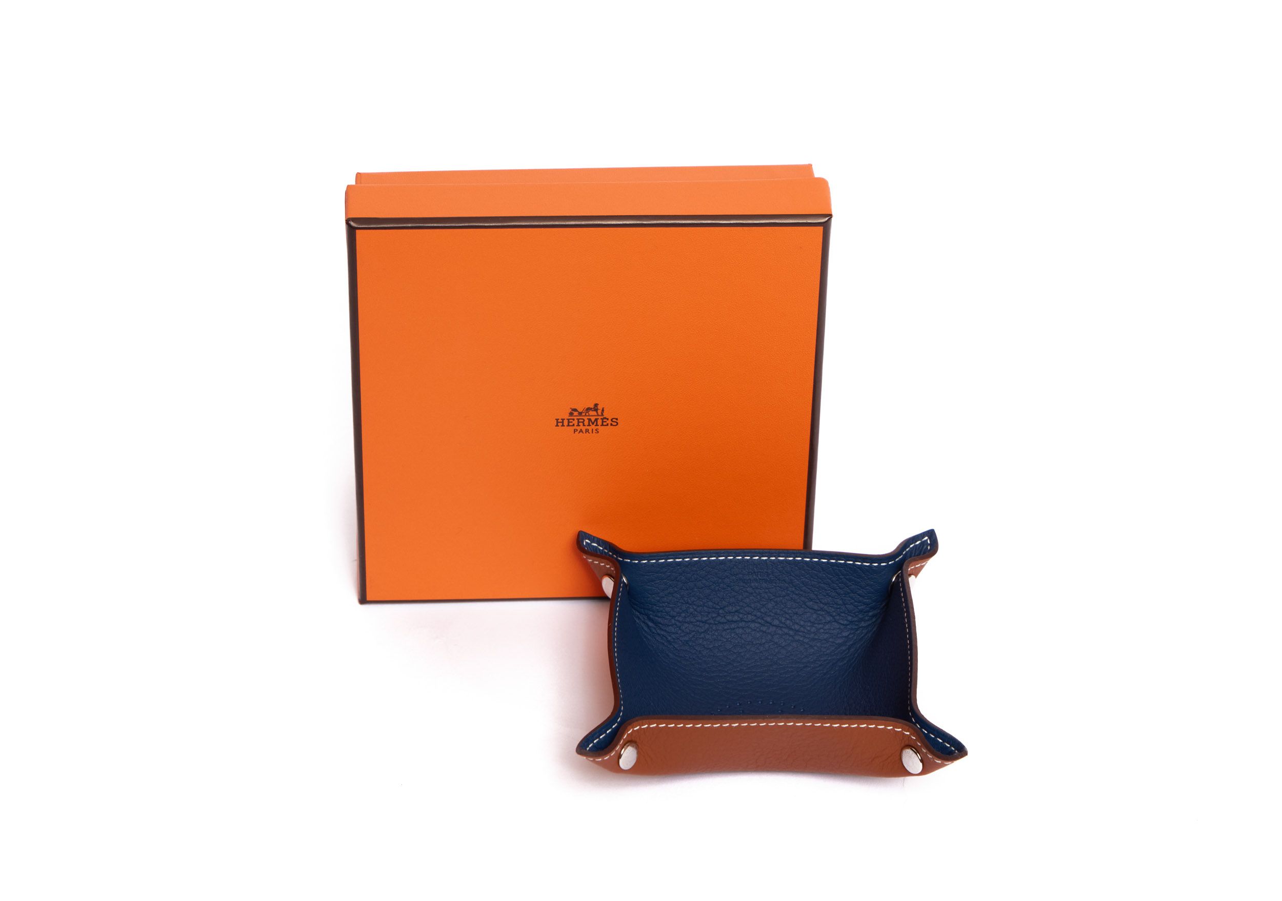 Hermes Blue and Brown Catch All 1 Hermes Blue and Brown Catch All
