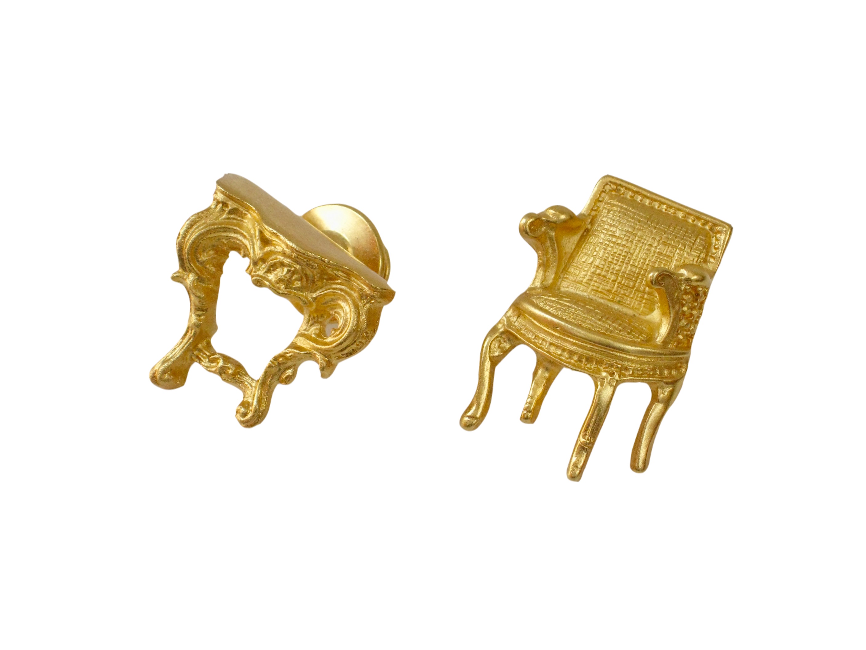 Karl Lagerfeld Carved Gold Lapel Pins 1 Karl Lagerfeld Carved Gold Lapel Pins