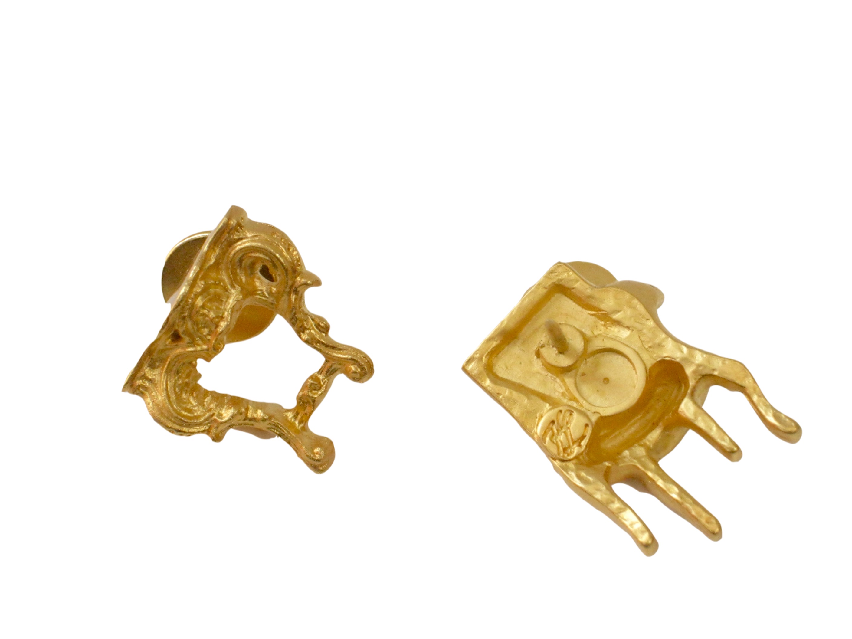 Karl Lagerfeld Carved Gold Lapel Pins 3 Karl Lagerfeld Carved Gold Lapel Pins