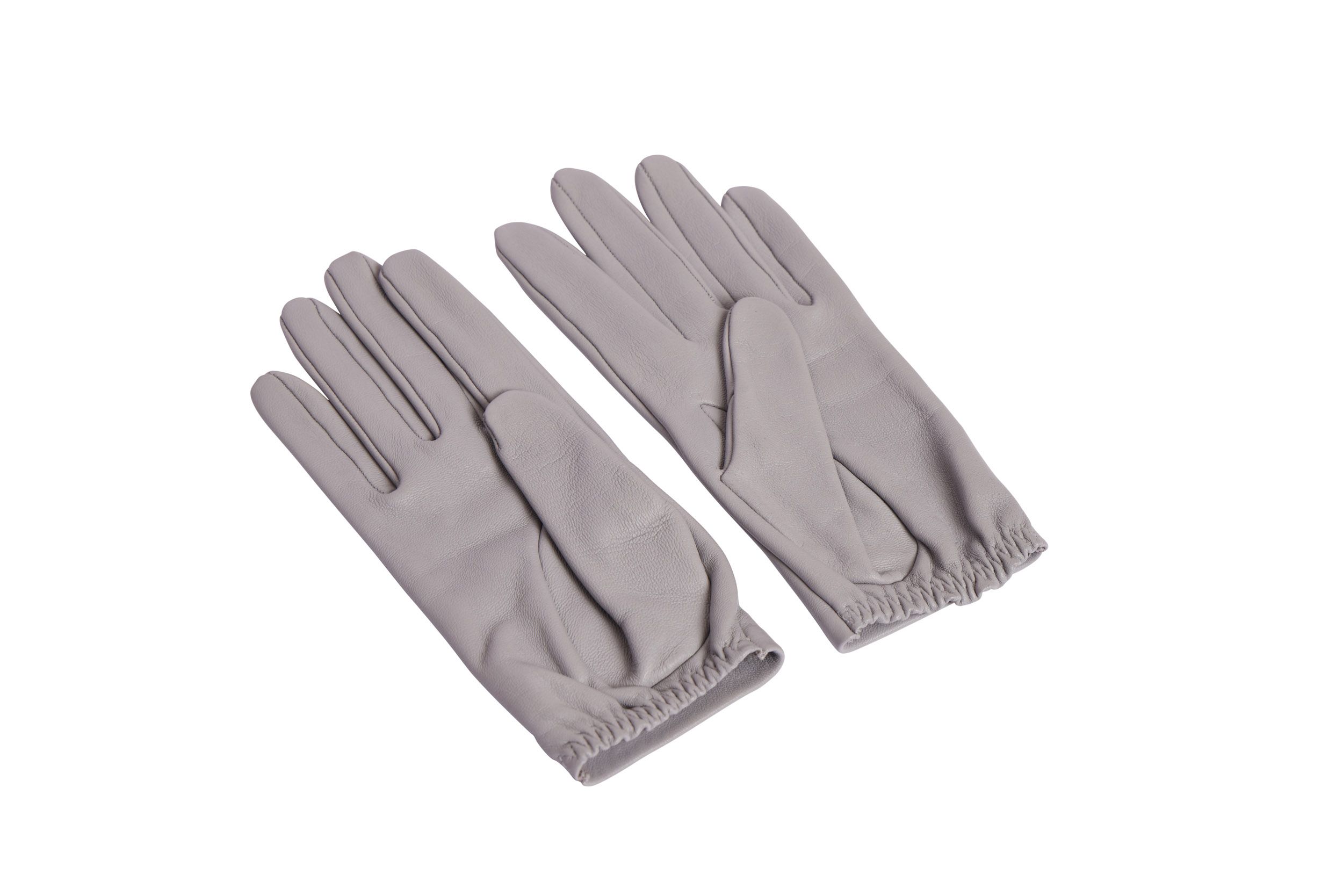 Chanel New Grey Leather Gloves 2 Chanel New Grey Leather Gloves