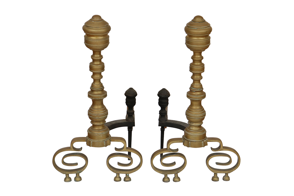 Antique American Empire Andirons, a Pair