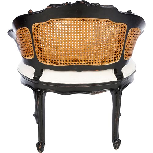 Hermina Wicker-Back Vanity Chair, Black/White 4 Hermina Wicker-Back Vanity Chair, Black/White