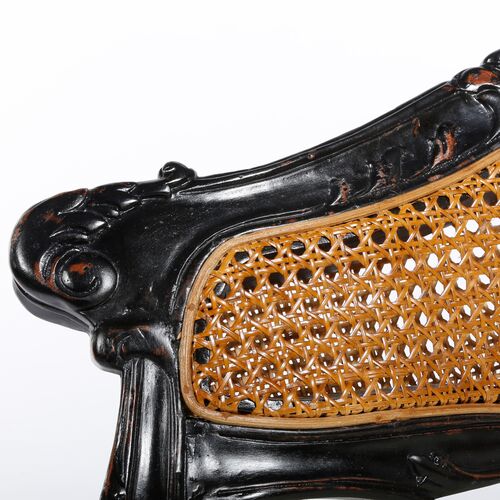 Hermina Wicker-Back Vanity Chair, Black/White 6 Hermina Wicker-Back Vanity Chair, Black/White