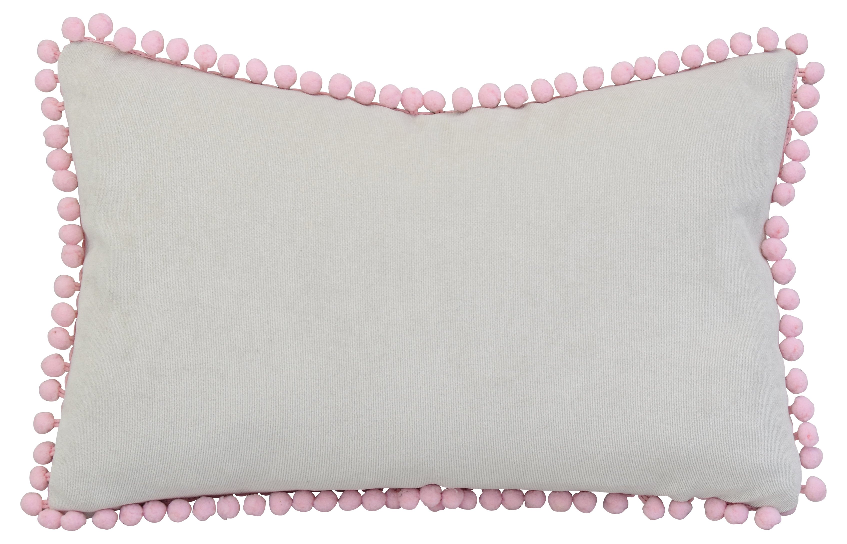 Pink & White Pillow w/ Pom-Pom Trim 3 Pink & White Pillow w/ Pom-Pom Trim