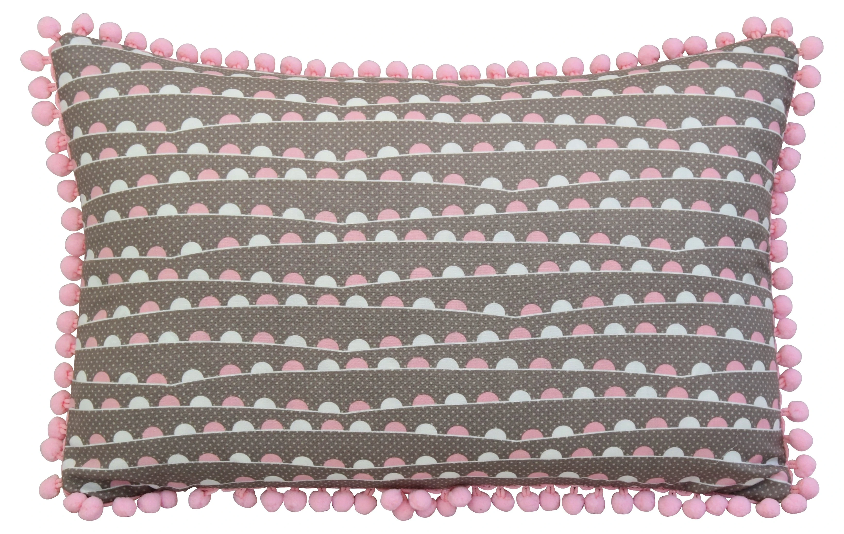 Pink & White Pillow w/ Pom-Pom Trim 4 Pink & White Pillow w/ Pom-Pom Trim