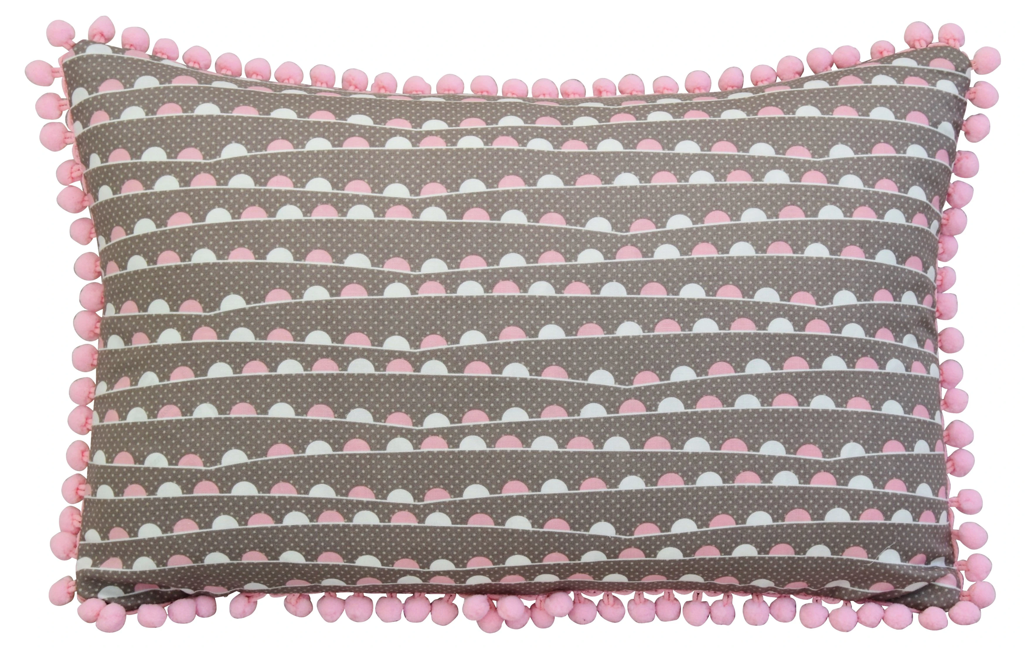 Pink & White Pillow w/ Pom-Pom Trim 5 Pink & White Pillow w/ Pom-Pom Trim