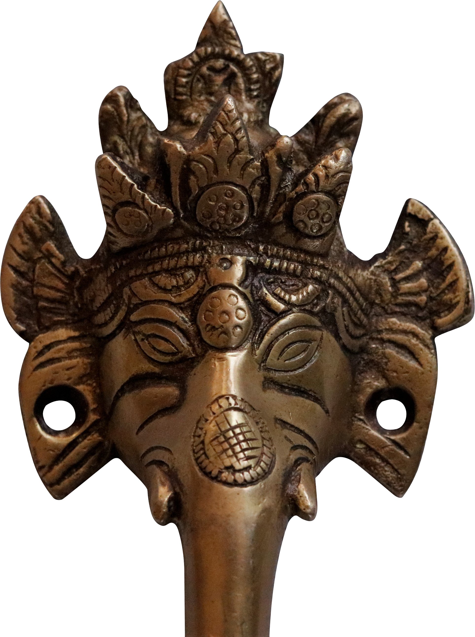 Brass Ganesha Door Handles, Pair 2 Brass Ganesha Door Handles, Pair