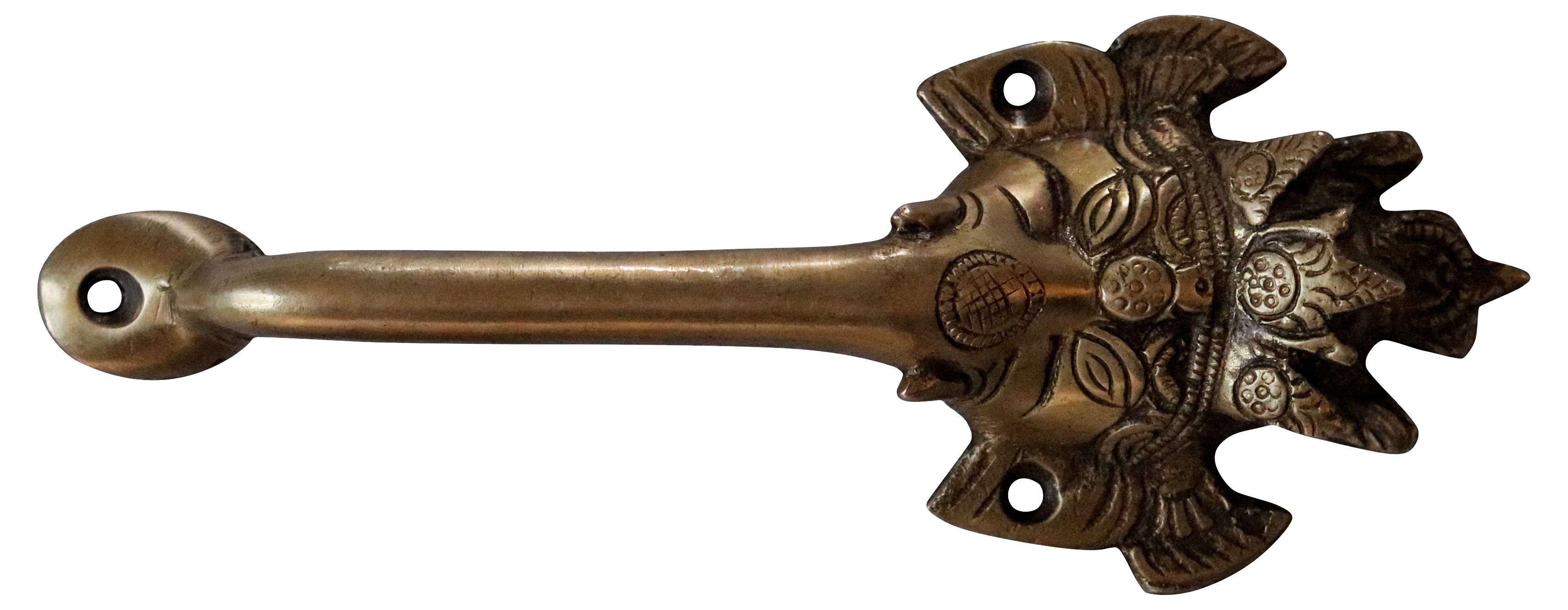 Brass Ganesha Door Handles, Pair 3 Brass Ganesha Door Handles, Pair