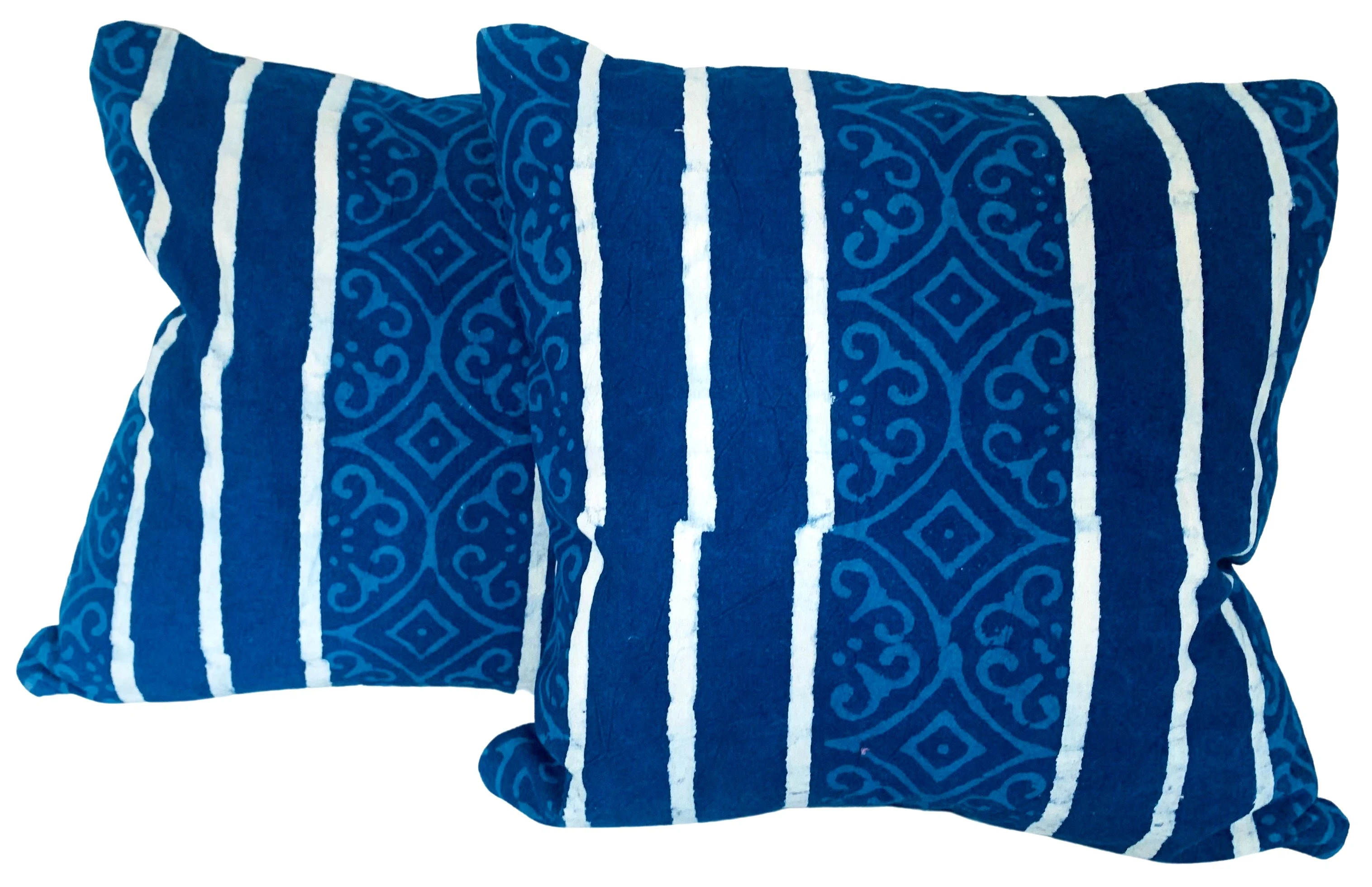 Hand-Printed Shibori Throw Pillows, Pair 1 Hand-Printed Shibori Throw Pillows, Pair