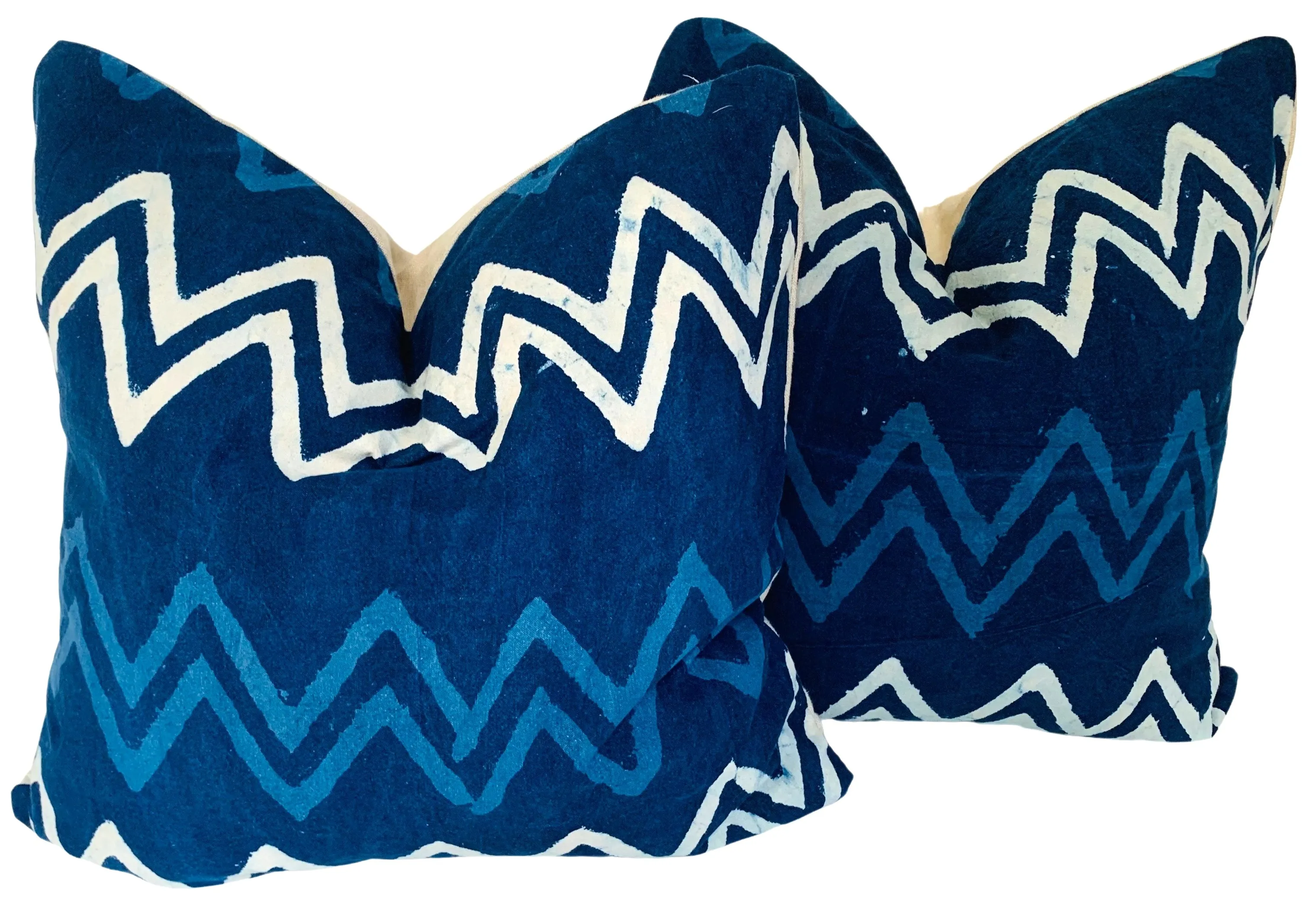 Hand-Printed Shibori Throw Pillows, Pair 2 Hand-Printed Shibori Throw Pillows, Pair