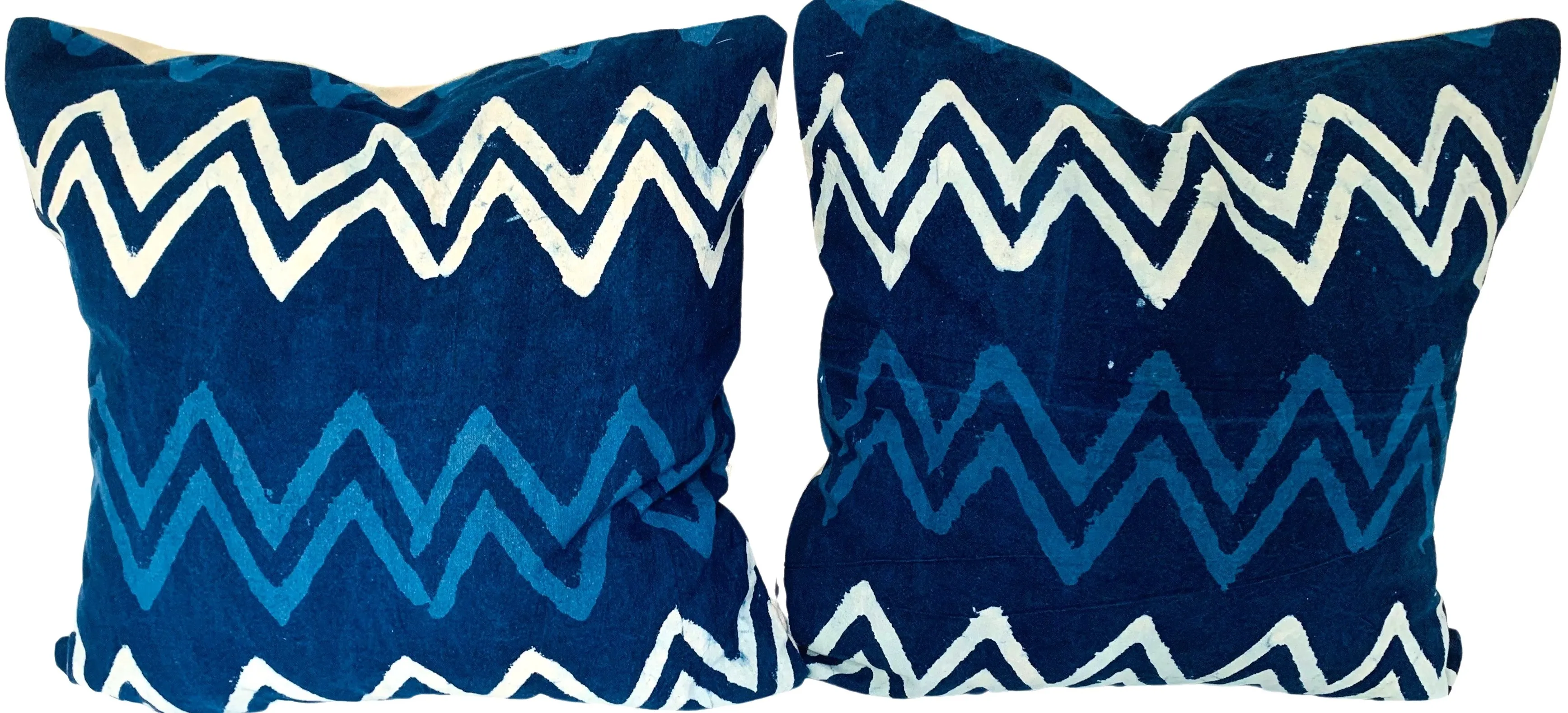 Hand-Printed Shibori Throw Pillows, Pair 4 Hand-Printed Shibori Throw Pillows, Pair