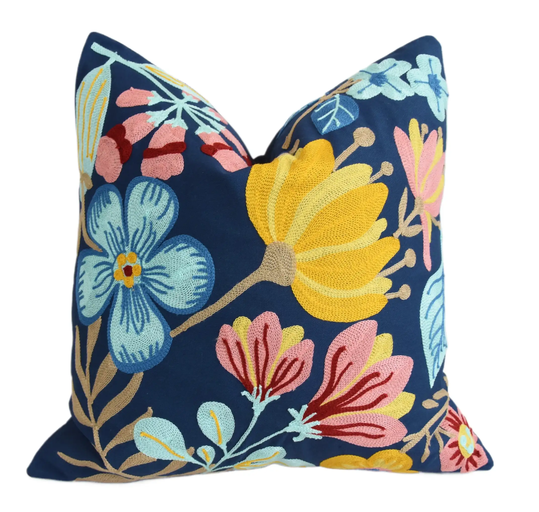 Woven Colorful Floral Flowers Pillow