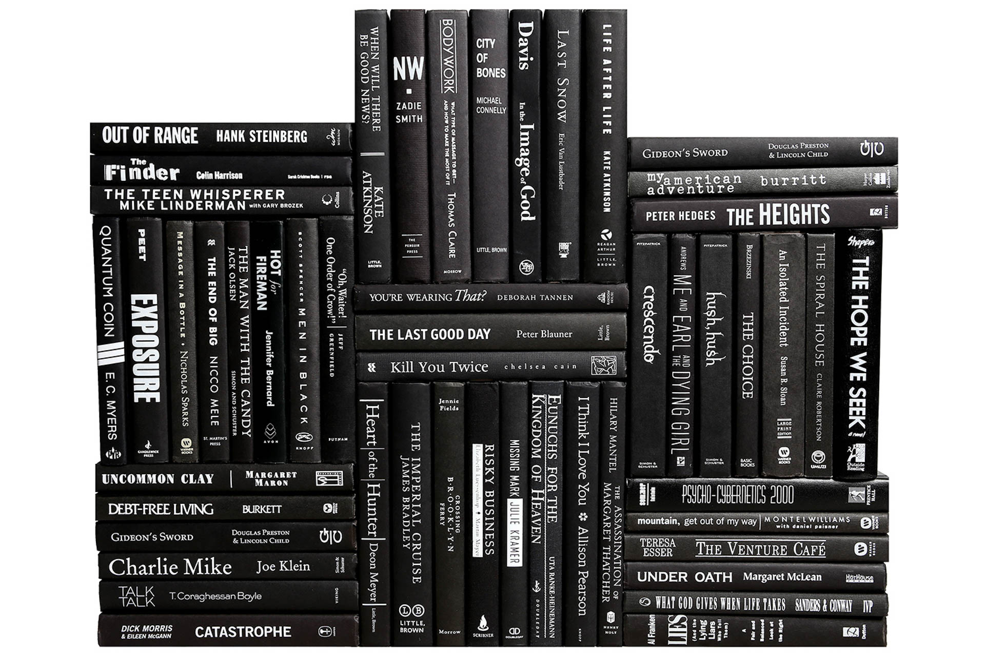 Set of 50 Decorative Book Wall, Onyx/White 1 Set of 50 Decorative Book Wall, Onyx/White