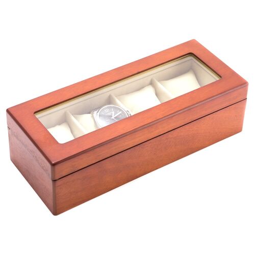 Wooden Window Watch Case, Brown 2 Wooden Window Watch Case, Brown
