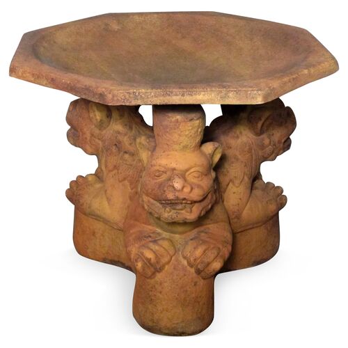 20" Three Foo Dogs Bird Bath, Sandstone 2 20" Three Foo Dogs Bird Bath, Sandstone