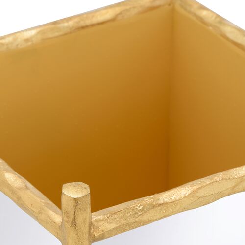Hand Hammered Mirror Planter, Gold 3 Hand Hammered Mirror Planter, Gold