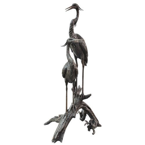 Herons on Branch Object, Bronze 4 Herons on Branch Object, Bronze