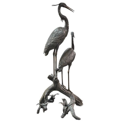 Herons on Branch Object, Bronze 6 Herons on Branch Object, Bronze
