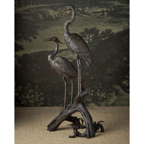 Herons on Branch Object, Bronze 8 Herons on Branch Object, Bronze