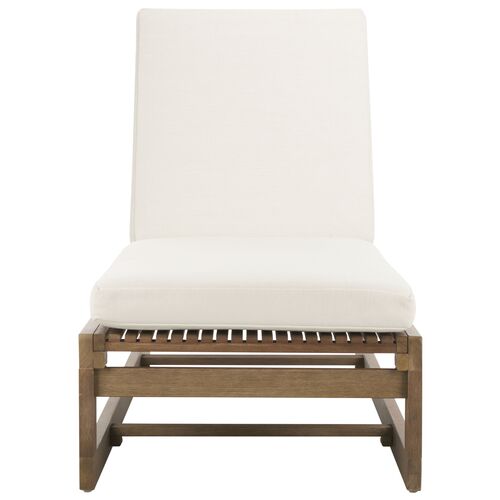 Elara Outdoor Eucalyptus Chaise Lounge, Natural/Beige