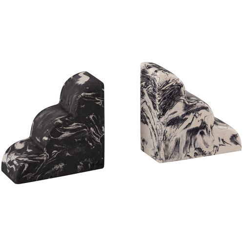 S/2 Scala Marble Bookends, Grey