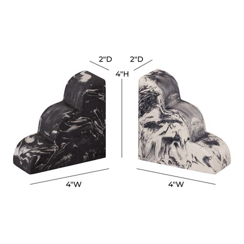 S/2 Scala Marble Bookends, Grey 2 S/2 Scala Marble Bookends, Grey