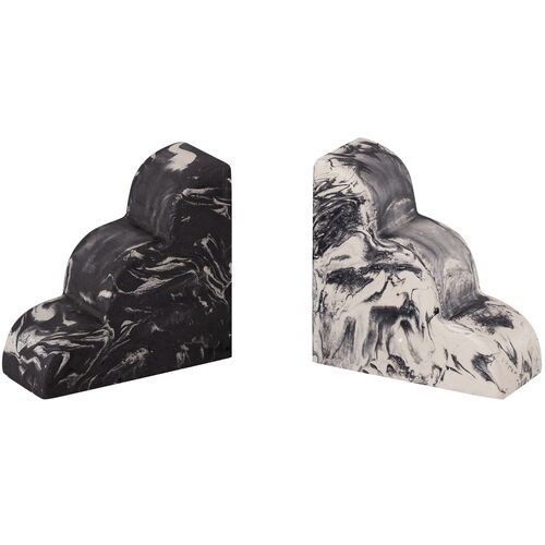 S/2 Scala Marble Bookends, Grey 3 S/2 Scala Marble Bookends, Grey