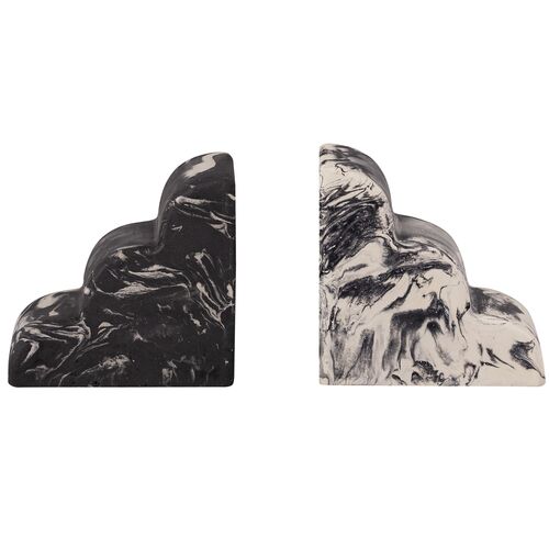 S/2 Scala Marble Bookends, Grey 4 S/2 Scala Marble Bookends, Grey