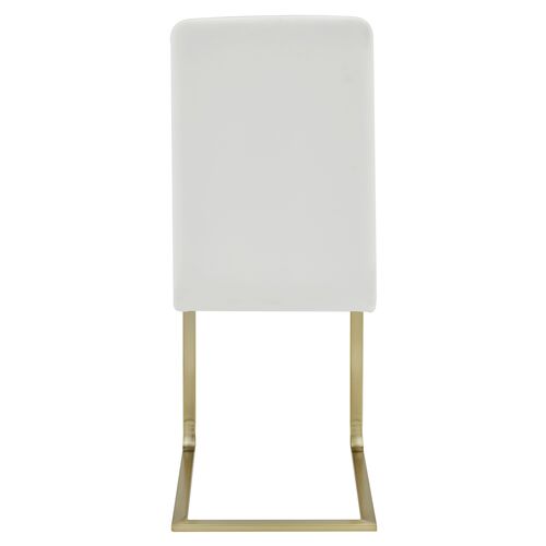 S/2 Mia Leatherette Side Chairs, White/Gold 5 S/2 Mia Leatherette Side Chairs, White/Gold