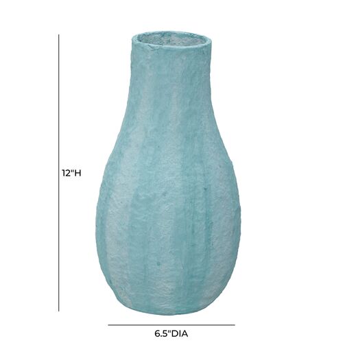 Ariela Cotton Mache Vase, Cloudy Blue 4 Ariela Cotton Mache Vase, Cloudy Blue