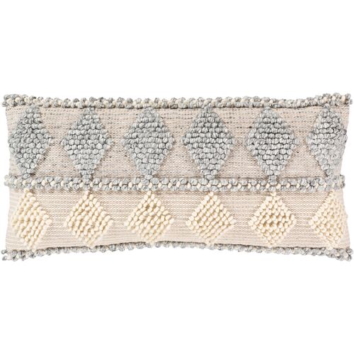 Wiyot 14x32 Lumbar Pillow, Light Gray/Khaki