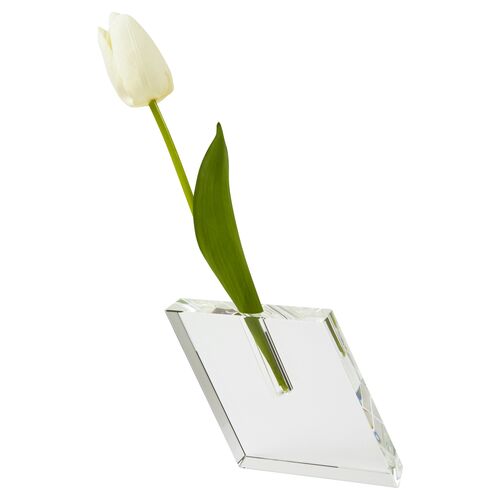Crystal Angled Vase, Clear 3 Crystal Angled Vase, Clear